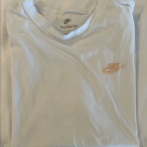 Nike White Tee with Orange Swoosh